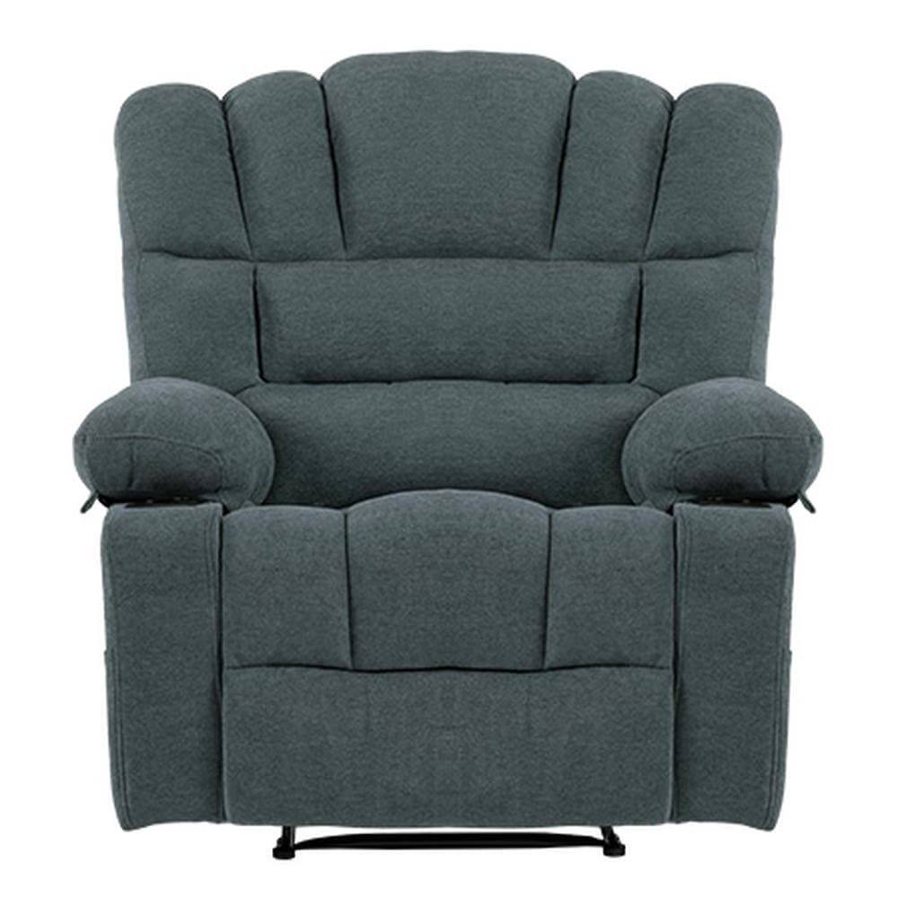 Alt View 2. Kadyn - Massage Recliner Chair, 8-Point Vibration & Lumbar Heat, 150° Recline, 330lb Capacity, Gray - Gray.