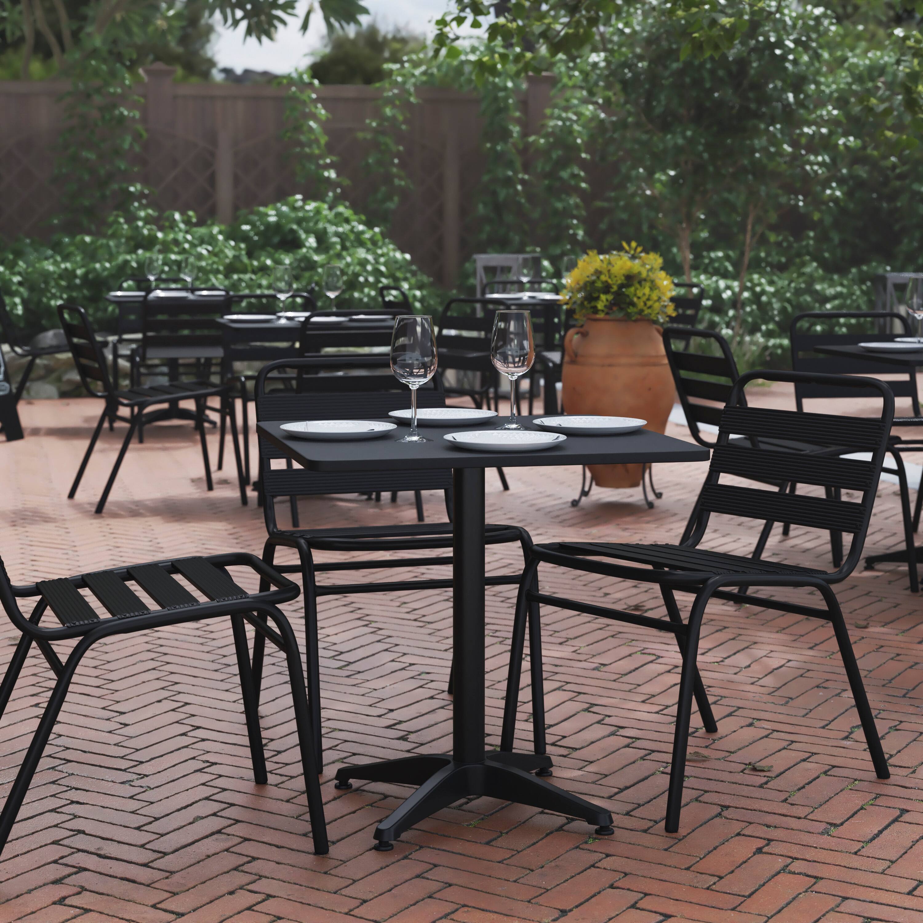 Alt View 1. Flash Furniture - Mellie 27.5'' Black Square Metal Indoor-Outdoor Table with Base - Black.