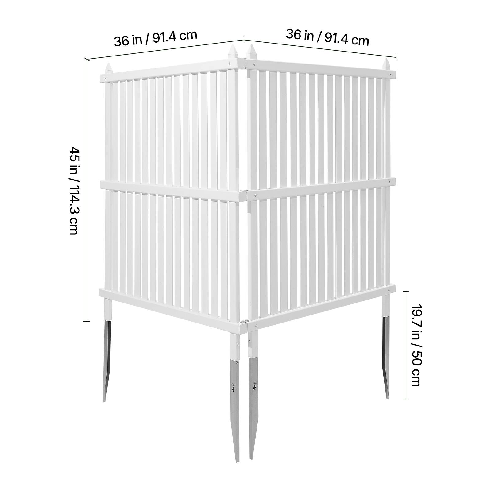 36 in / 91.4 cm  
45 in / 114.3 cm  
19.7 in / 50 cm