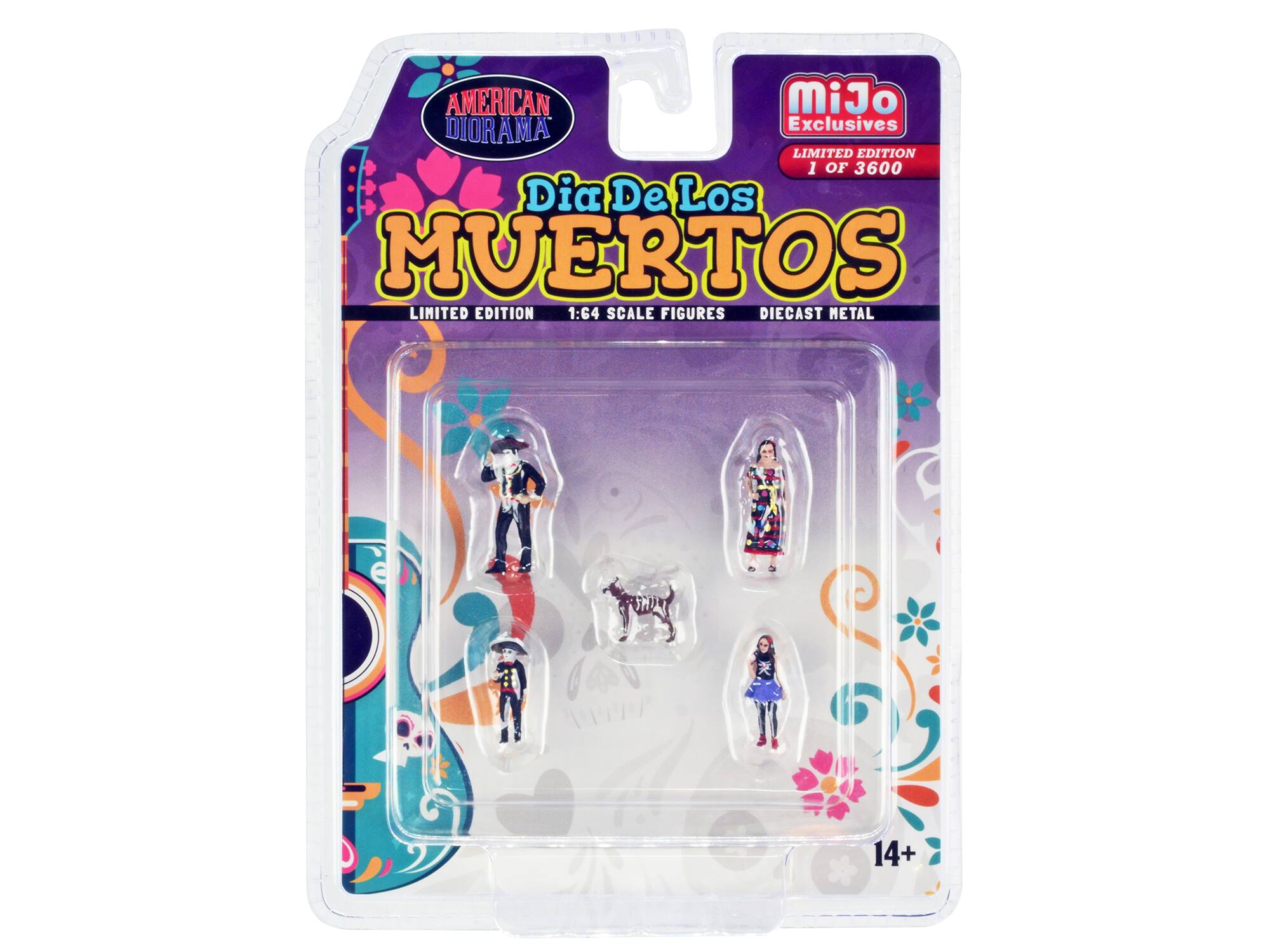AMERICAN DIORAMA  
MiJo Exclusives  
LIMITED EDITION 1 OF 3600  
Dia De Los MUERTOS  
LIMITED EDITION  
1:64 SCALE FIGURES  
DIECAST METAL  
14+