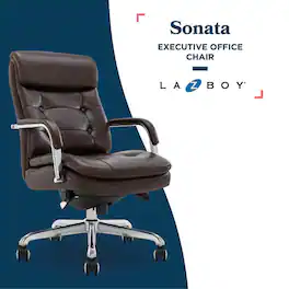La-Z-Boy - Ergonomic Executive Office Chair with Lumbar Support & Padded Arms Adjustable Height & Reclining Backrest Desk Chair - Dark Brown