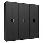 Front. Madesa - Madesa 6 Doors Wardrobe with 10 Utility Shelves 71"L - Black - Black.