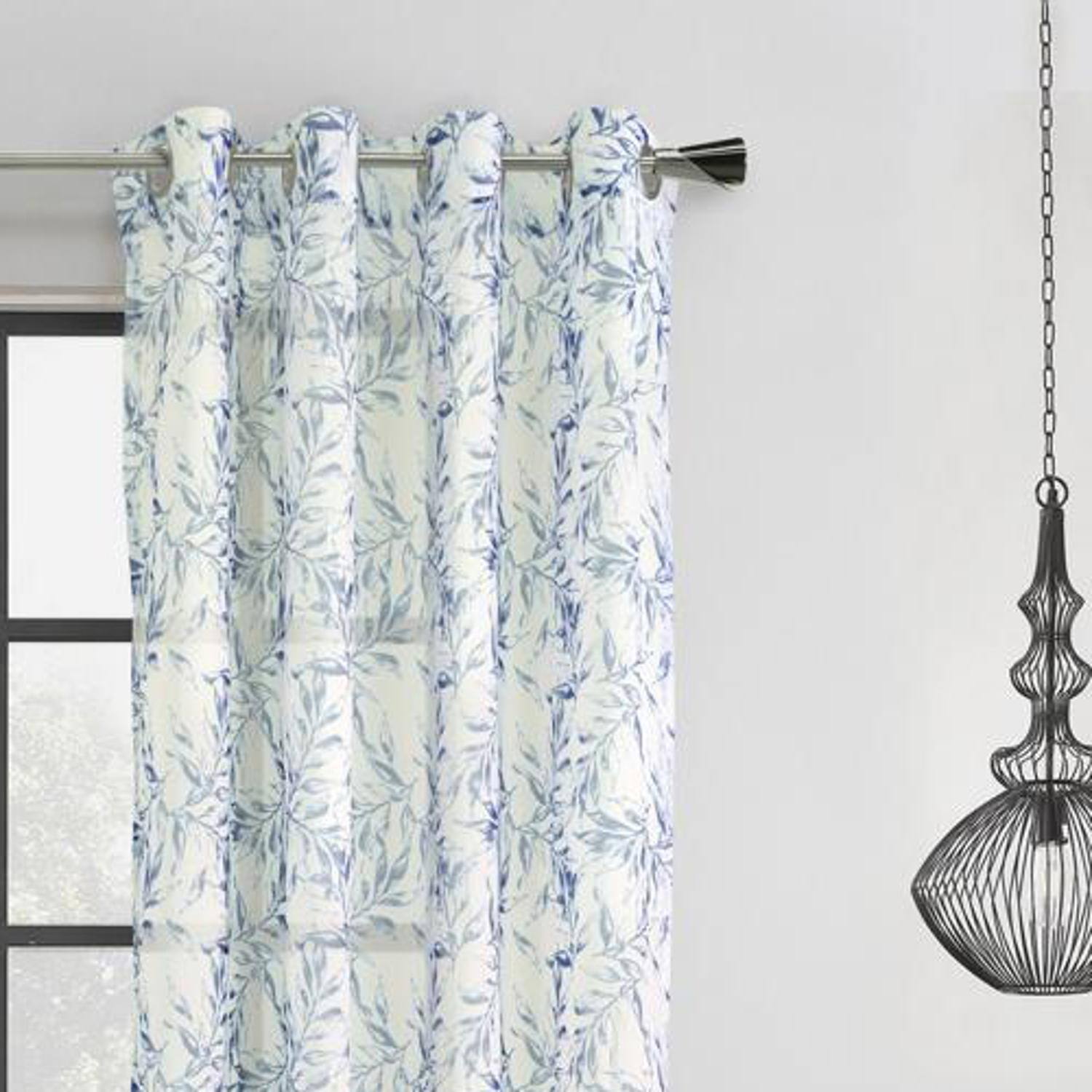 Angle. Commonwealth Home Fashions - Habitat Jenny Light Filtering Grommet Curtain - 52"x95" Indigo - Indigo.