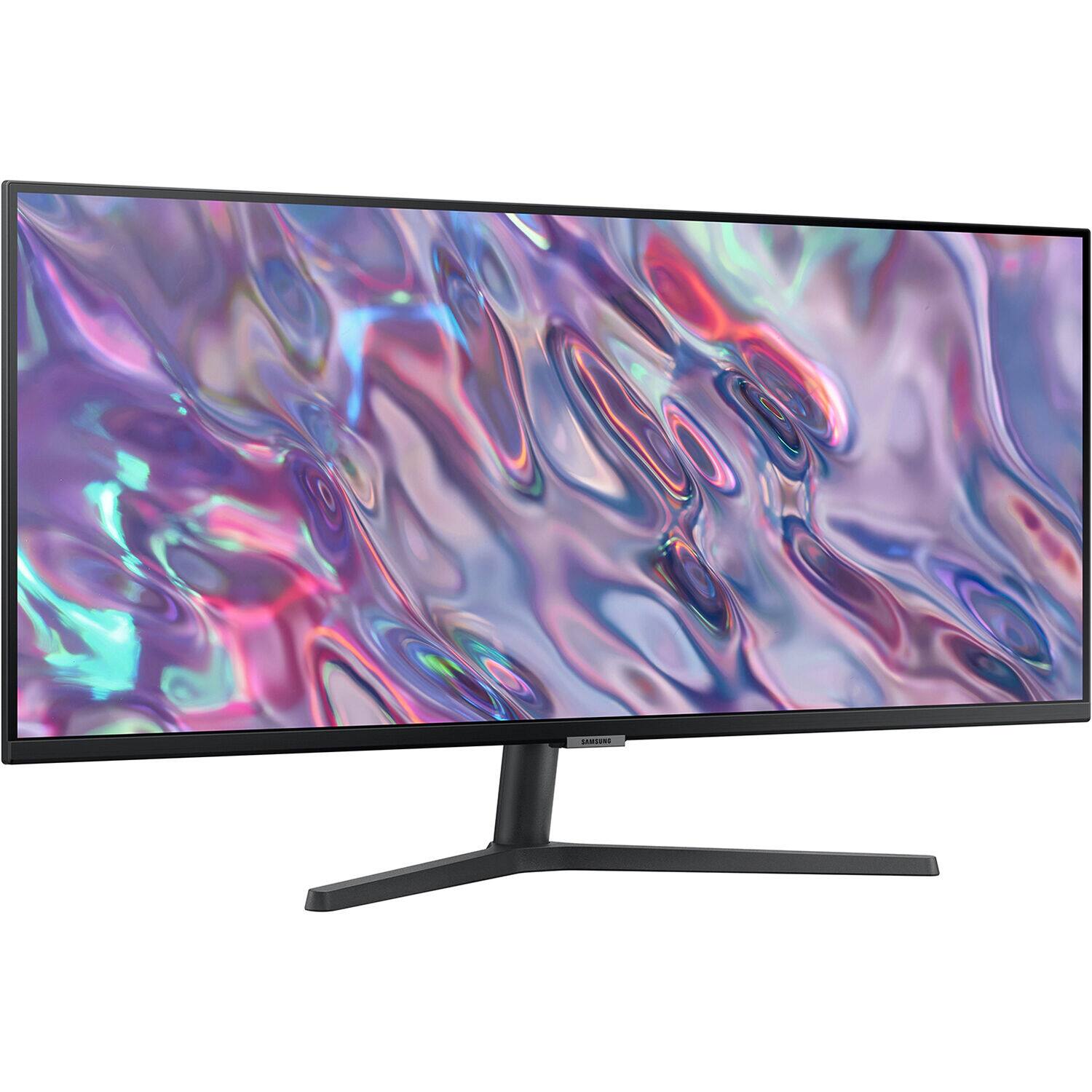 Left. Samsung - Samsung ViewFinity 34" S5 (S50GC) UWQHD 100Hz AMD FreeSync HDR10 Monitor (HDMI, DisplayPort) - Black.