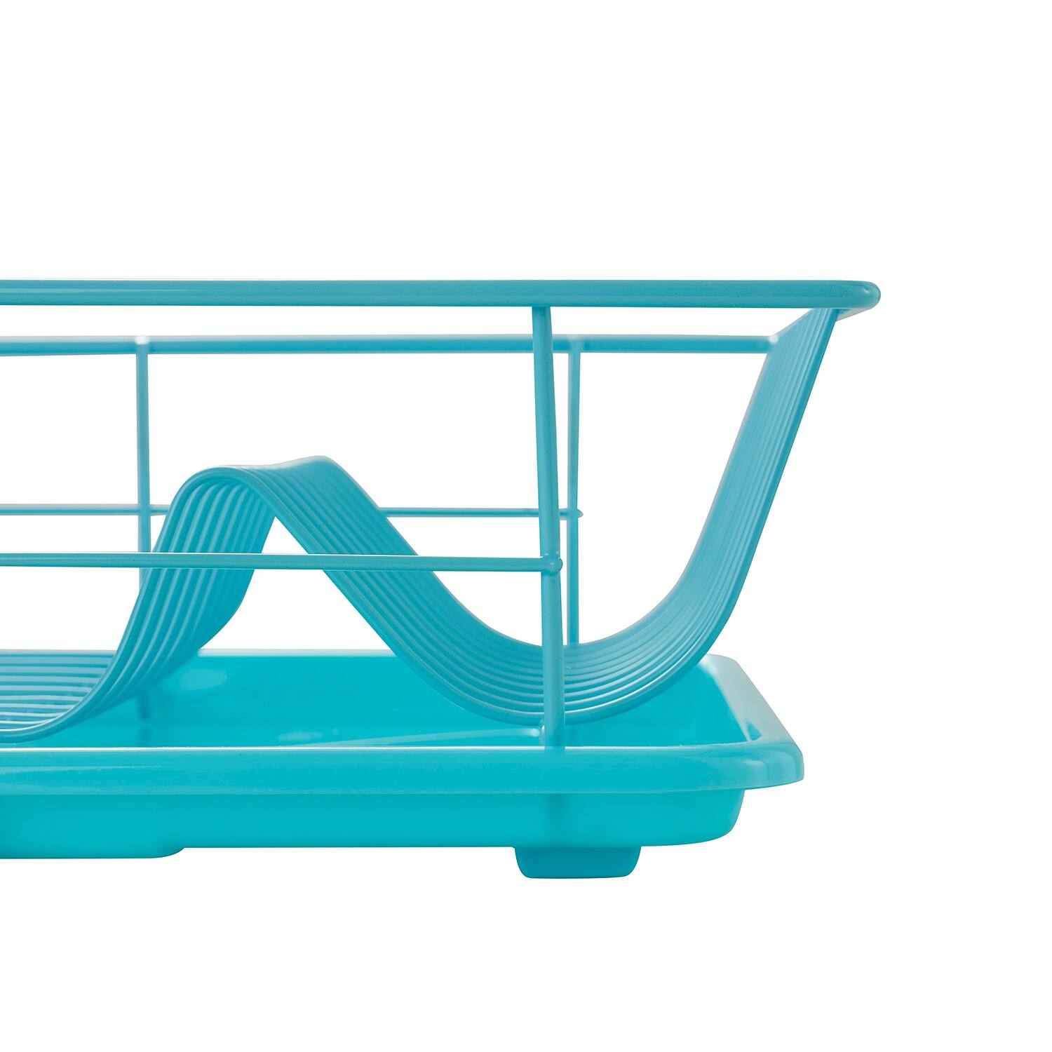 Alt View 1. Sweet Home Collection - Steel 3-Piece Large Countertop Dish Drainer with Drain Board & Utensil Holder - Turquoise.