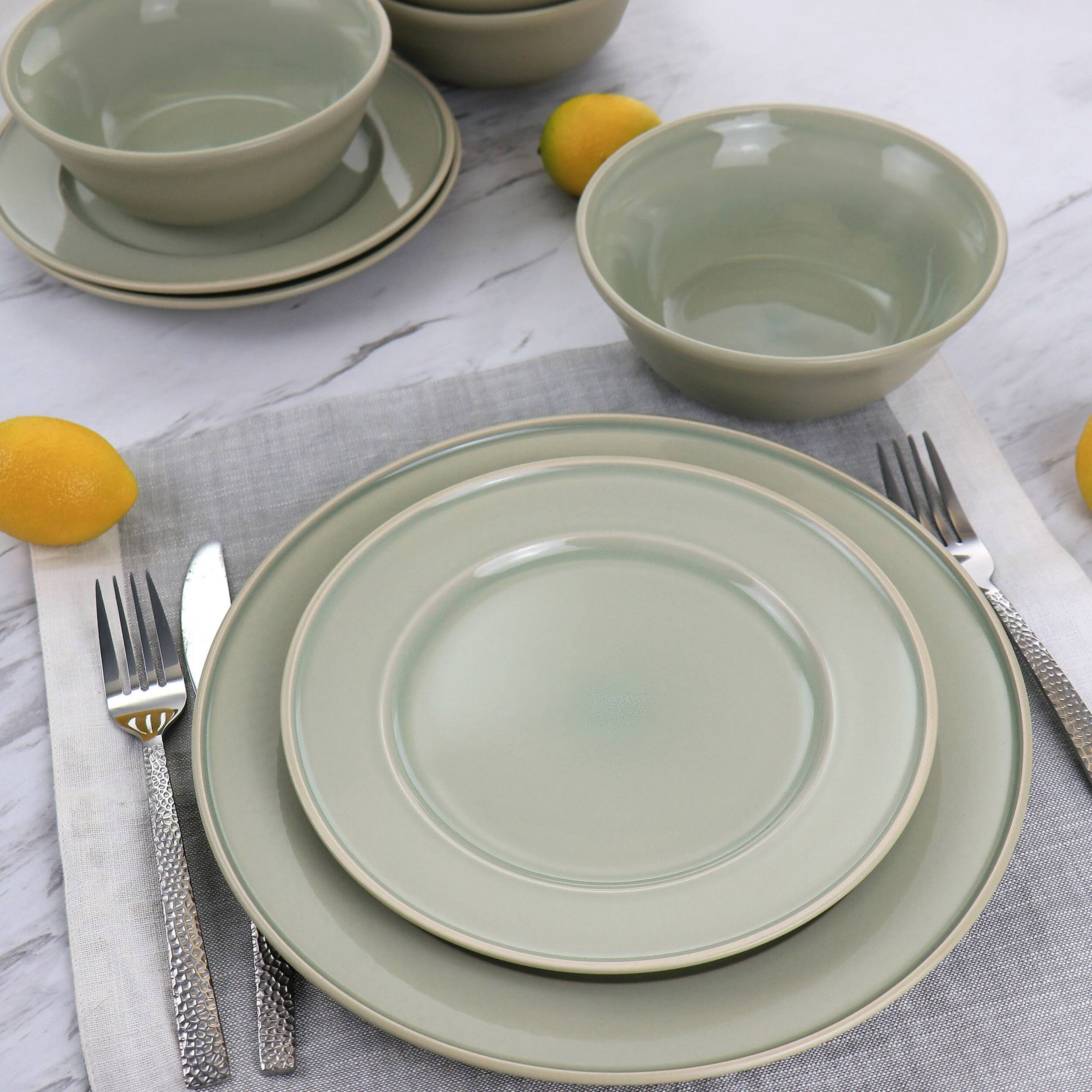 Alt View 7. Martha Stewart - Martha Stewart 12 Piece Reactive Glaze Stoneware Dinnerware Set in Sharkey Grey - Sharkey Gray.
