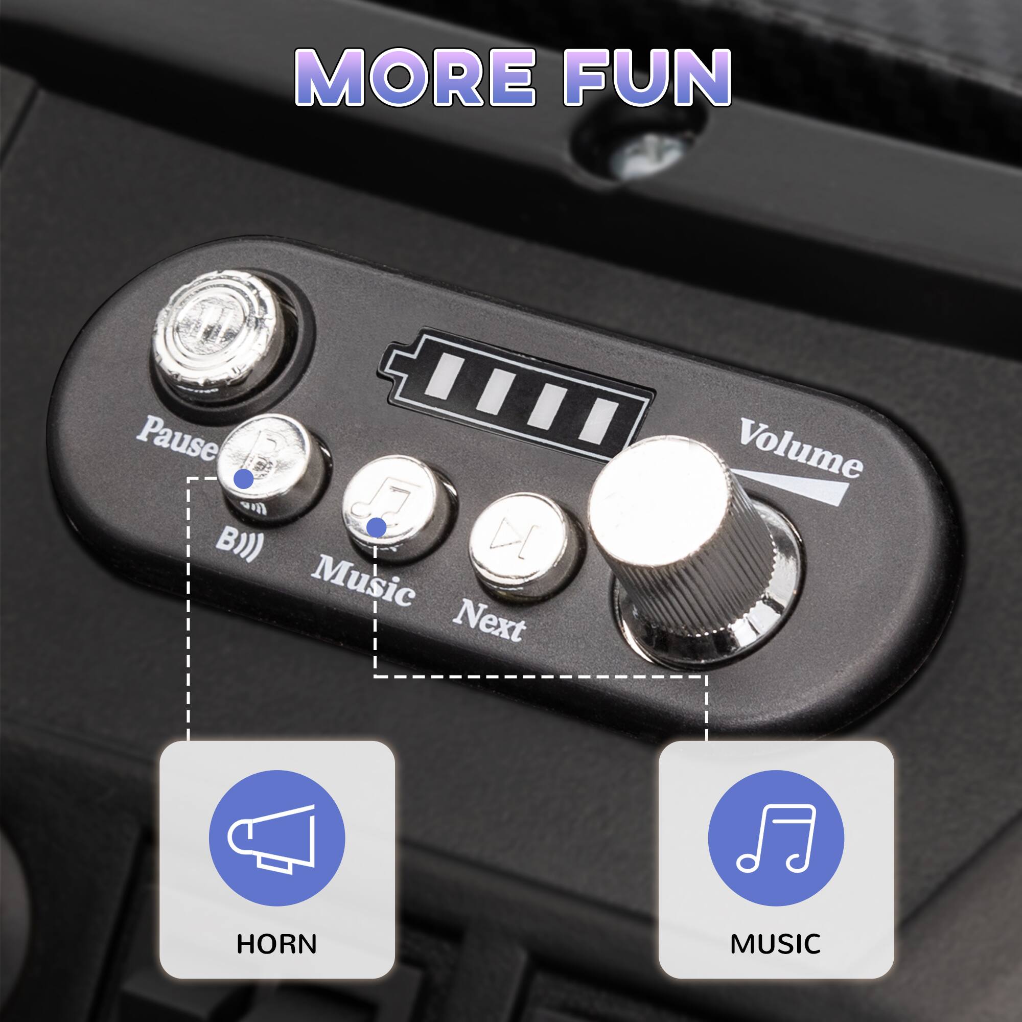 MORE FUN

Pause
B))
Music
Next
Volume

HORN
MUSIC