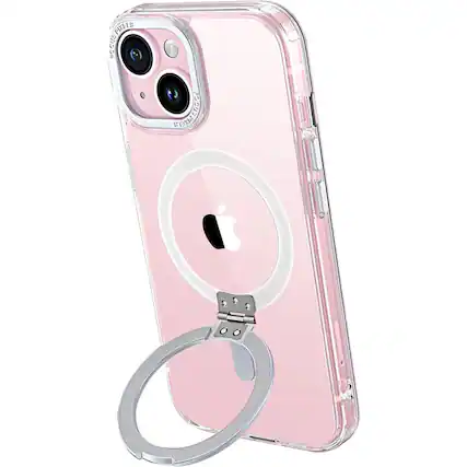 Angle. SaharaCase - Hybrid-Flex Kickstand Case with MagSafe for Apple iPhone 15 - Clear.
