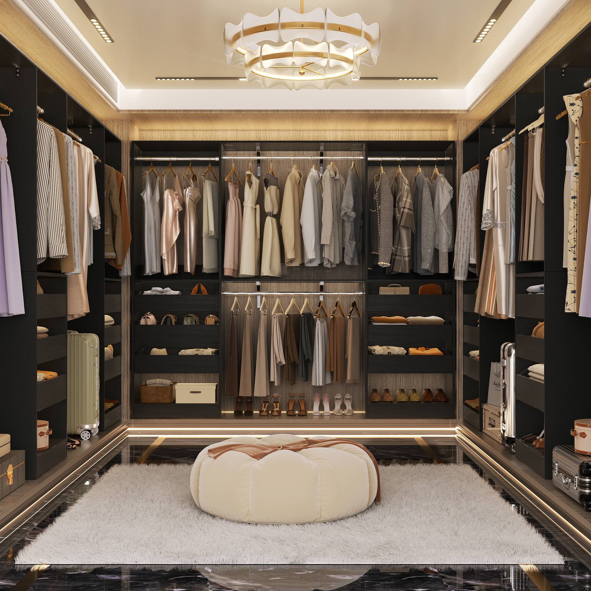 Alt View 3. Aheaplus - 10FT Large Closet Organizer System Set of 2, Wall Mounted Closet System with 6 Drawers, 4 Hanging Rods, and Shelves - Black.