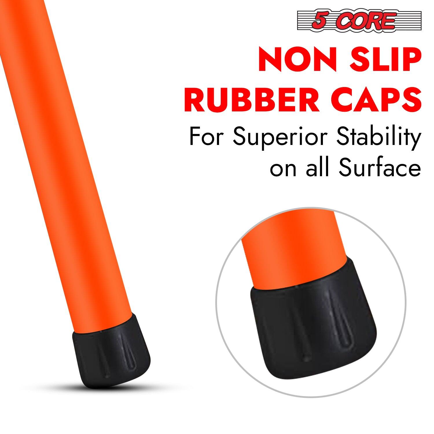 5 CORE NON SLIP RUBBER CAPS for Superior Stability on all Surfaces