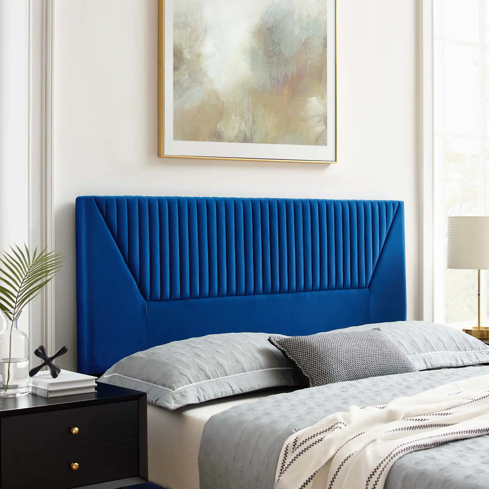 Alt View 2. Modway - Patience Channel Tufted Performance Velvet Twin Headboard by Modway - Navy.
