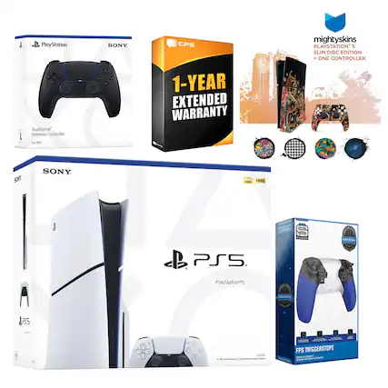 - PlayStation DualSense Wireless Controller
- SONY
- 1-YEAR EXTENDED WARRANTY
- mightyskins PLAYSTATION 5 SLIM DISC EDITION + ONE CONTROLLER
- PlayStation 5
- FPS TRIGGERSTOPZ