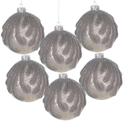 Front. Dexmalle - Dexmalle-D3.9 Christmas Tree Decorative Glass Hanging Ball Ornaments,Set of 6-Silver - Silver.