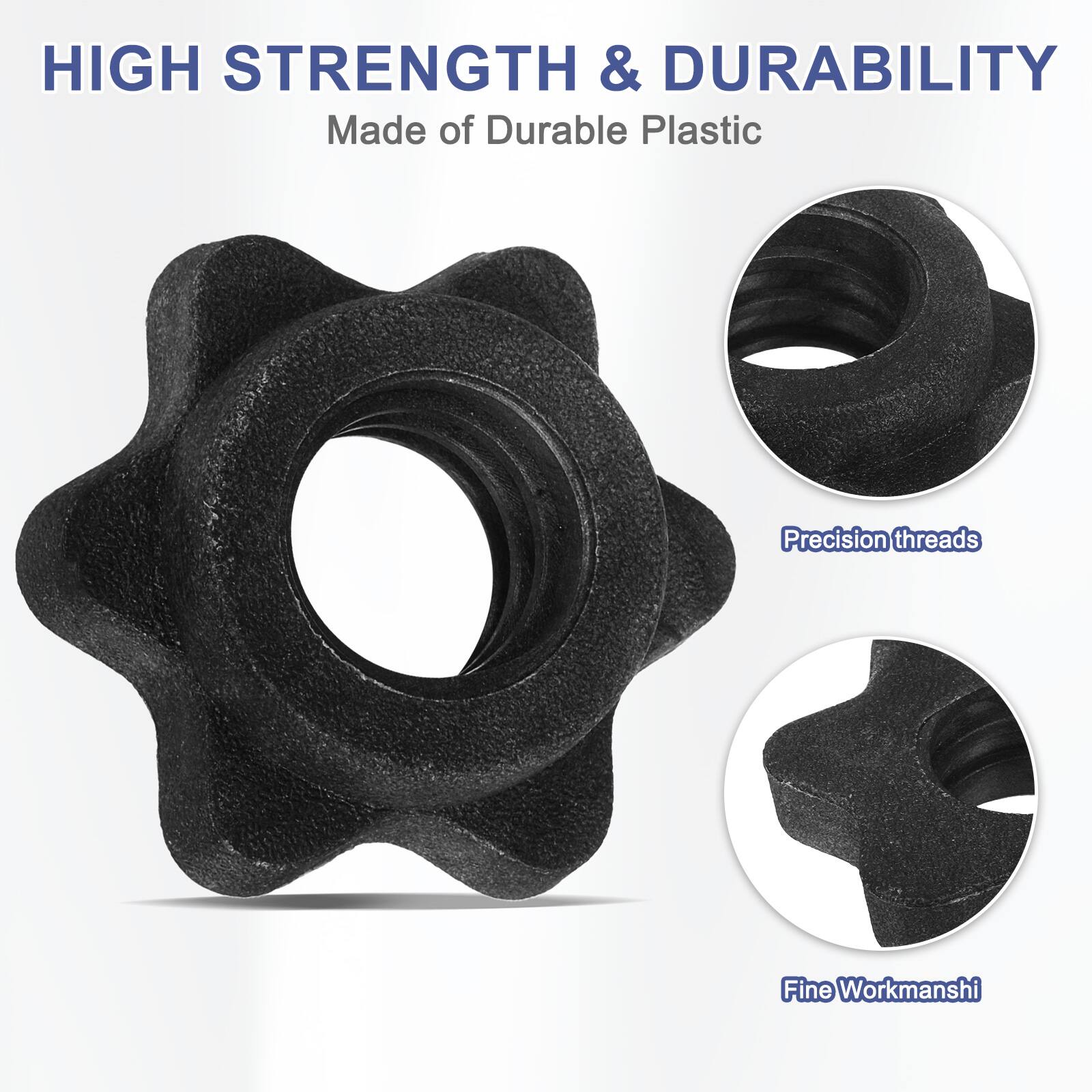 HIGH STRENGTH & DURABILITY  
Made of Durable Plastic  
Precision threads  
Fine Workmanship