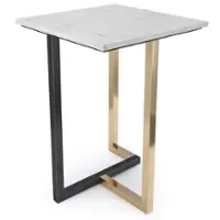 Simpli Home - Rendal Marble Side Table - White - Front_Zoom