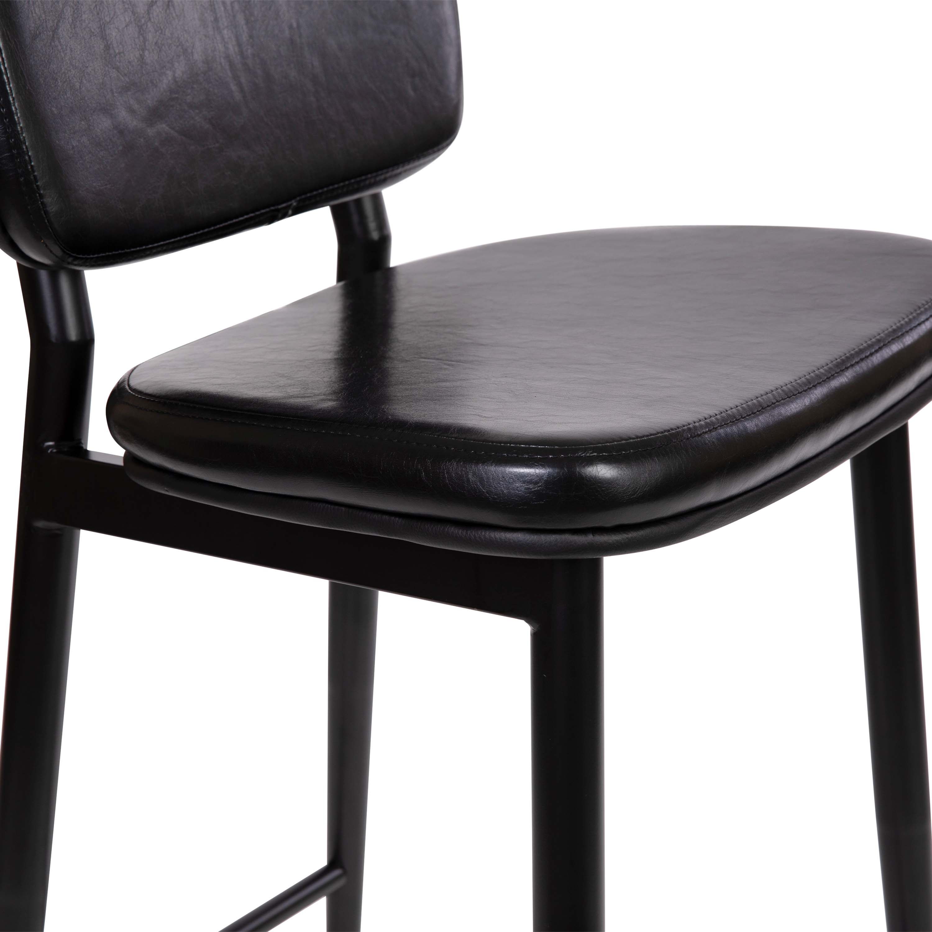 Alt View 19. Alamont Home - Kenzie Commercial Grade Mid-Back Barstools - LeatherSoft Upholstery - Iron Frame with Integrated Footrest - Set of 2 - Black.