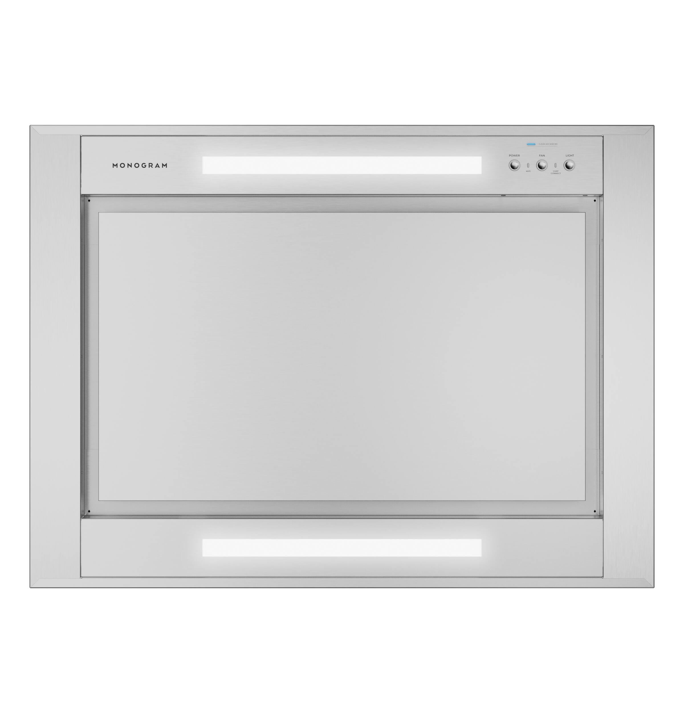 Angle. Monogram - 36" Convertible Range Hood - Stainless Steel.