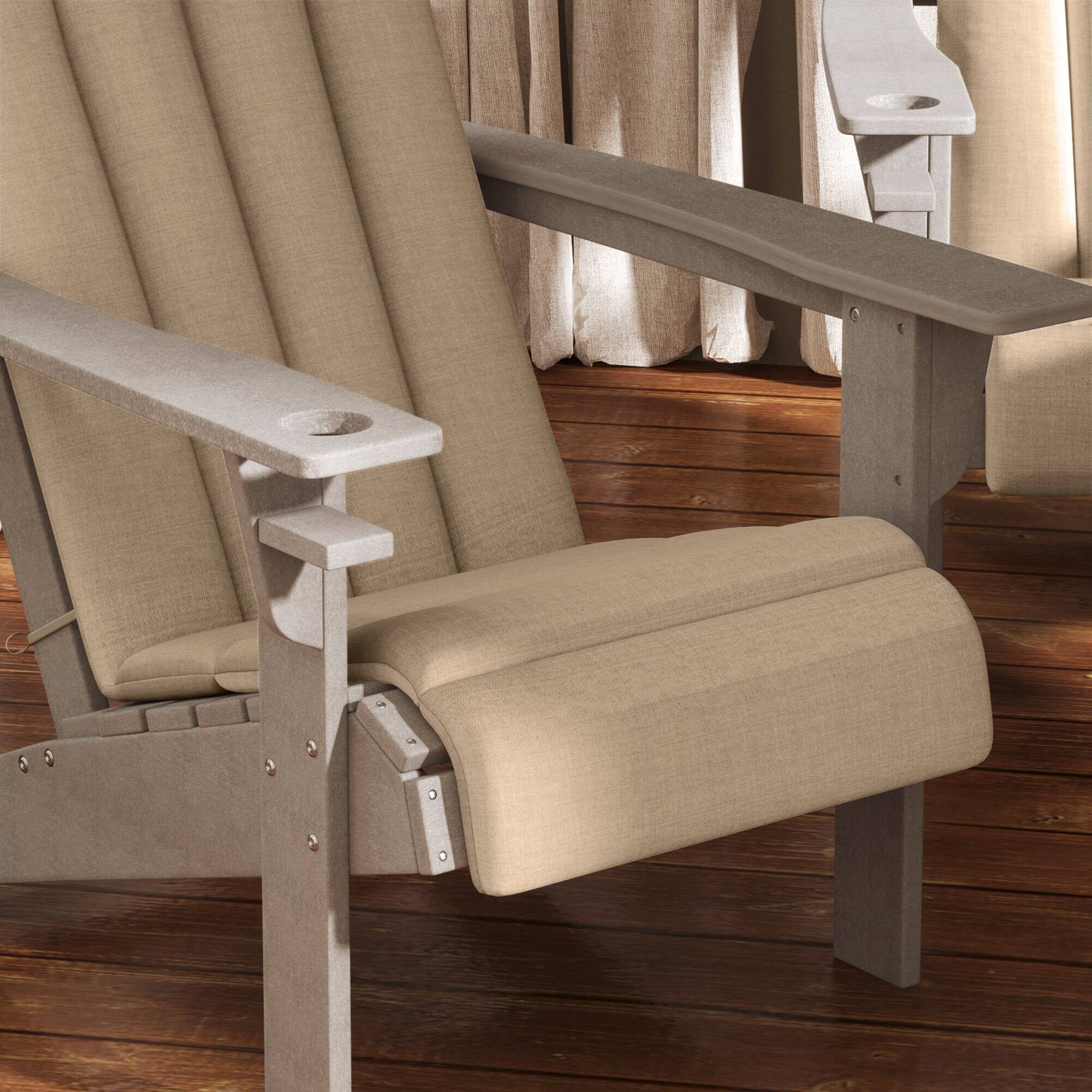 Alt View 8. Outsunny - Adirondack Chair Cushion Set of 4, Outdoor Chair Cushions with Ties, 25D High-Density Foam - Beige.