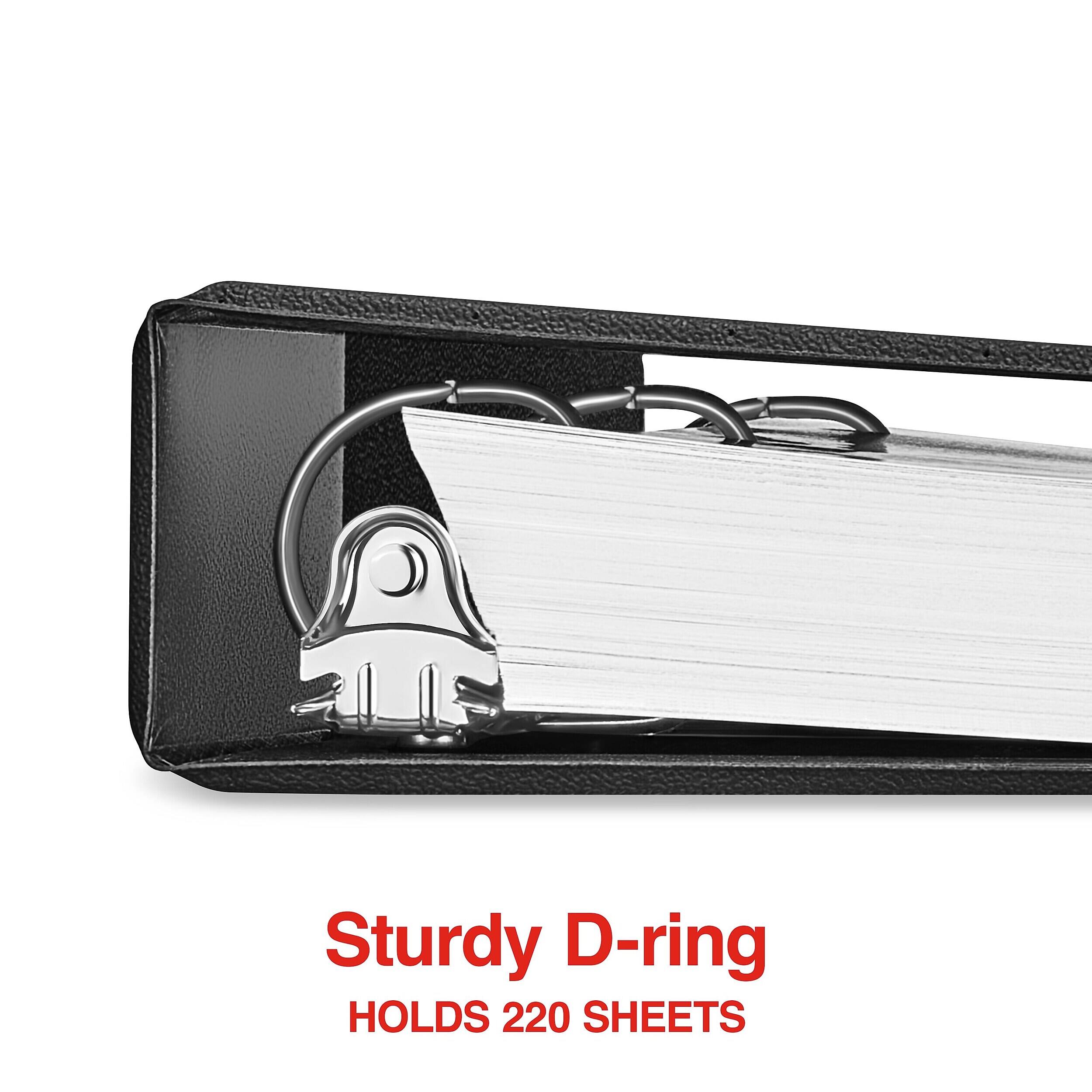 Sturdy D-ring  
HOLDS 220 SHEETS