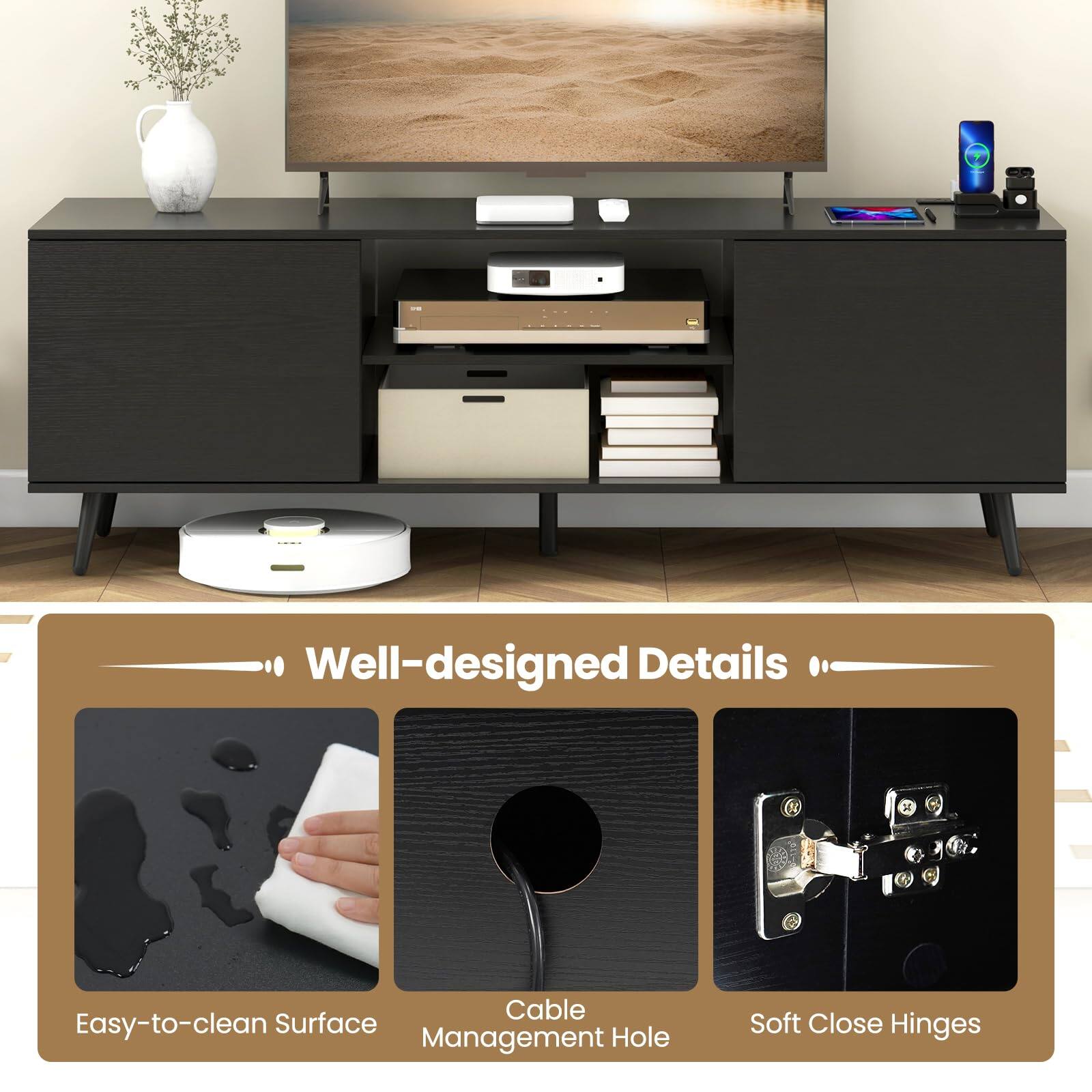 Well-designed Details

- Easy-to-clean Surface
- Cable Management Hole
- Soft Close Hinges