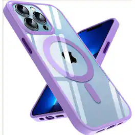 Entronix - Magnetic Case for iPhone 14 Pro Max - Clear Back Soft Matte Frame - Purple