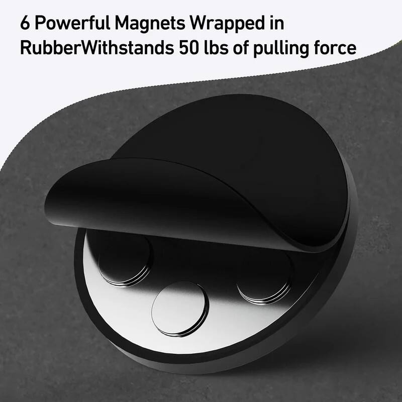 6 Powerful Magnets Wrapped in Rubber  
Withstands 50 lbs of pulling force