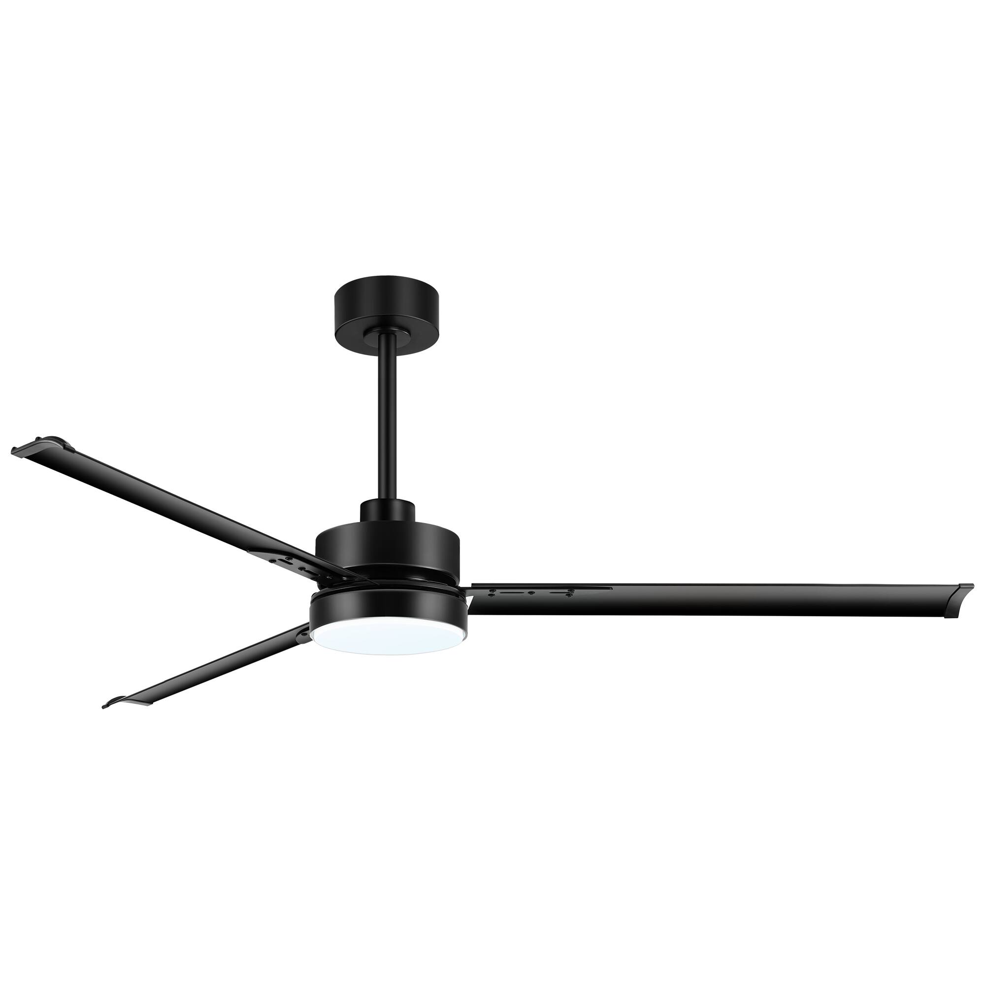 Angle. Breezary - 65'' Ceiling Fan with 3 Aluminum Blades, 3-Color Light, 6-Speed DC Motor, Remote Control with Timer & Memory - Matte Black.