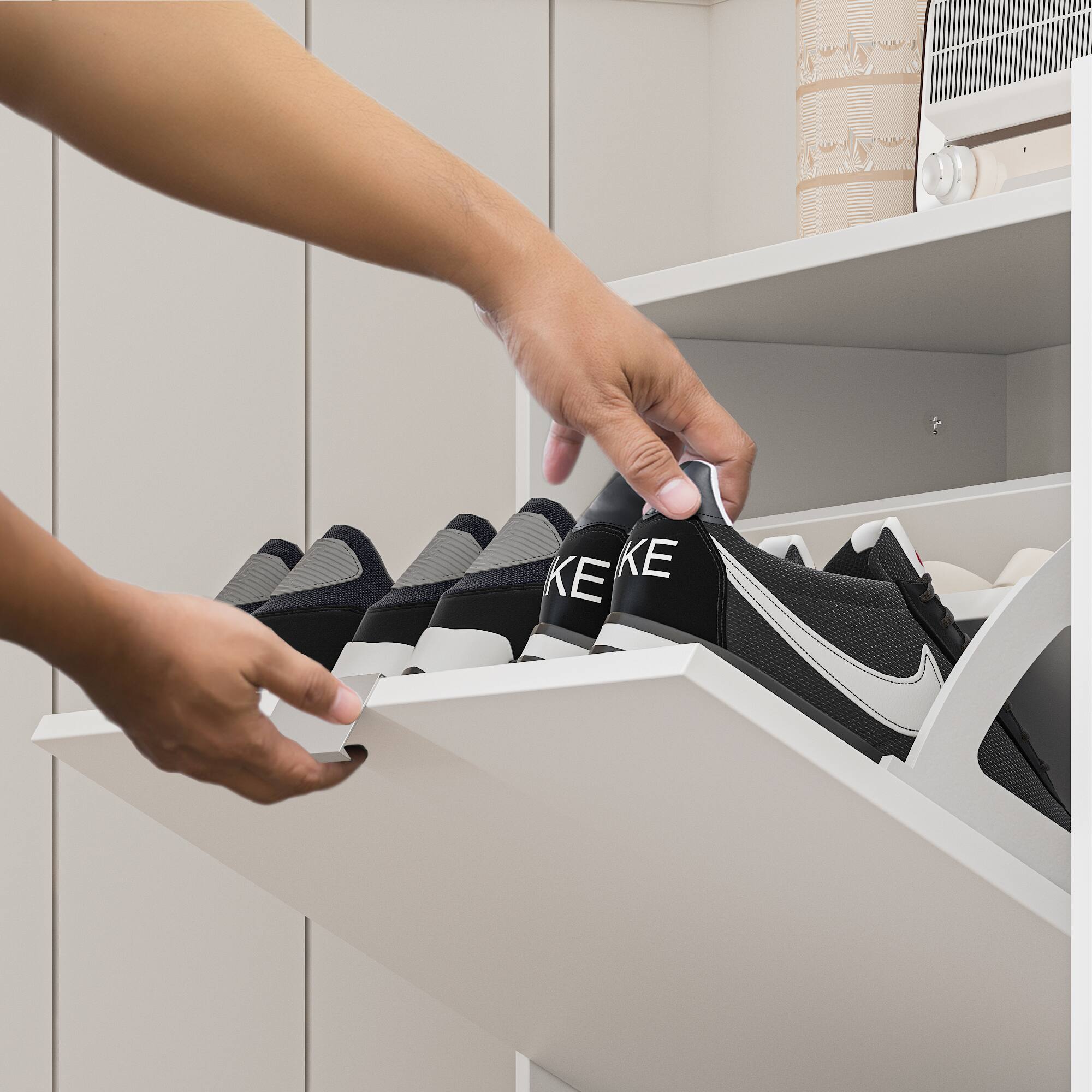 Alt View 9. Famapy - Famapy Vertical Flip - Down Shoe Cabinet with Full - Length Mirror - White.