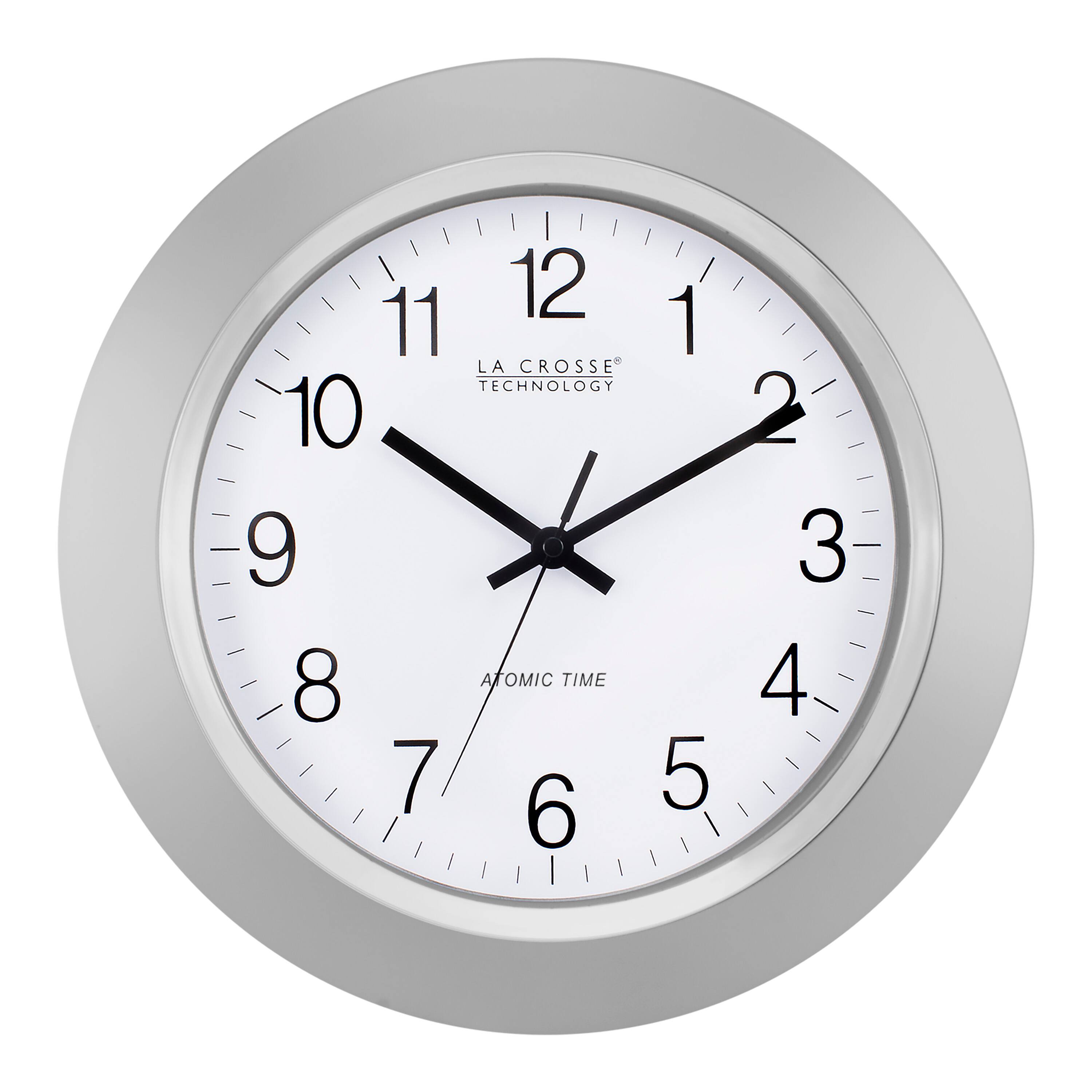 La Crosse Technology - 14 Inch Atomic Analog Wall Clock - Silver
