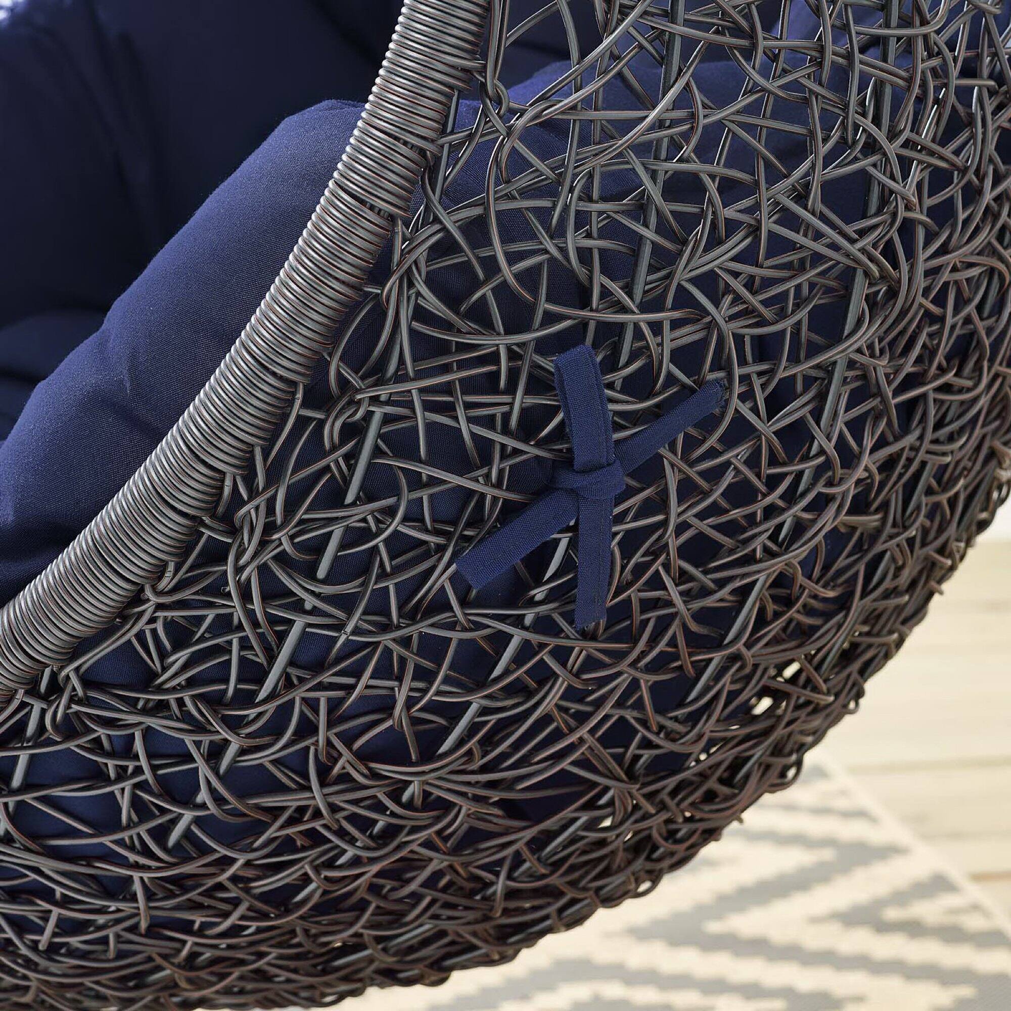 Alt View 4. Modway - Encase Sunbrella® Fabric Swing Outdoor Patio Lounge Chair Without Stand by Modway - Black Navy.