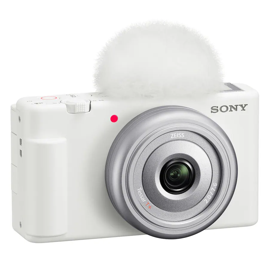 Corel Free Graphics Bundle Sony ZV 1F Vlogging Camera, White, with GP VPT3 Shooting Grip ...