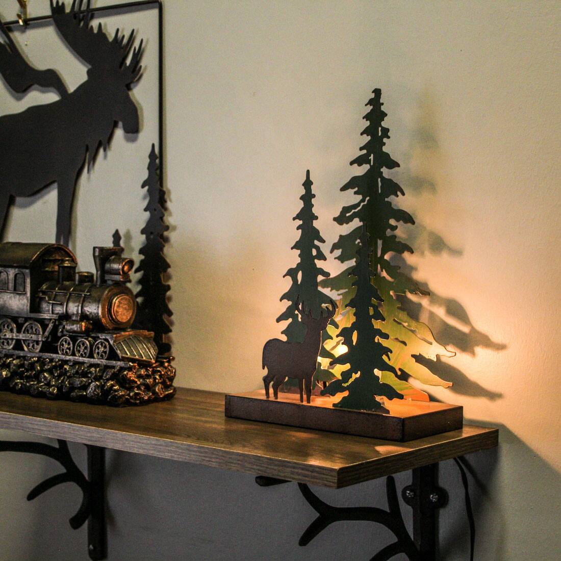 Alt View 5. Zeckos - Rustic Metal Deer Forest Stroll Accent Lamp Decorative Woodland Cabin Home Decor - Multicolored.