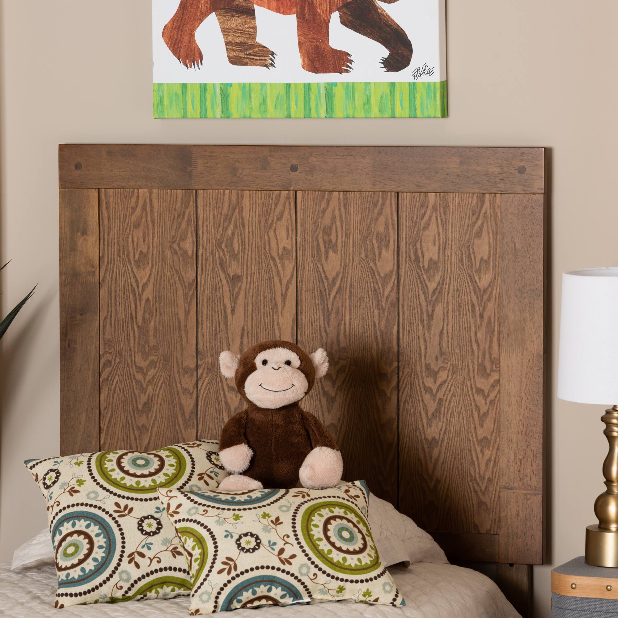 Left. Baxton Studio - Patwin Modern and Contemporary Transitional Finished Wood Twin Size Headboard - Ash Walnut.