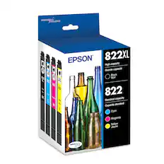 Designed Excellence Epson 822XL High-capacity Grande capacit YOK Black 5 802 P Noir A YO OCL - 822 D 8c2 - Cpe 822 BK Nrprt Standard-capacity C o M J standard Capacit Y Cyan Magenta Yellow Jaune DURAS Ultra - A