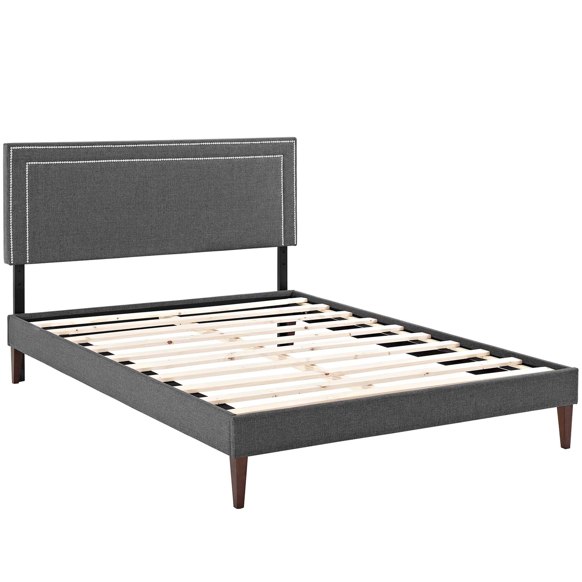 Left. Modway - Celine Channel Tufted Performance Velvet Twin Platform Bed - Gray.