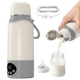 Garnen - Portable Milk Warmer 500ml, Water Warmer for Baby Formula Coffee, 316L Stainless Steel BPA-Free USB C Breast Milk Warmer - White