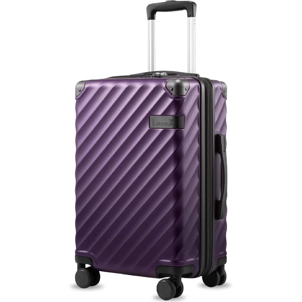 LUGGEX - 20 Inch Carry-On Luggage Airline Approved Expandable Polycarbonate Hard Shell Suitcase for Travelling - LX-EX - Purple