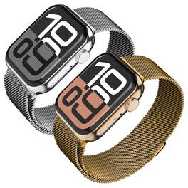 Vena - 2 Pack For Apple Watch Band Series 10 42mm, Stainless Steel Apple Watch Band Series 7 41mm Band Series 9, Silver+Gold - Multi