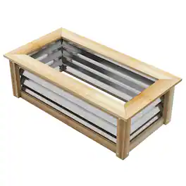 Outsunny - Garden Bed, Planter Box, Metal and Wood Combined, for Growing Flowers - Silver and Natural