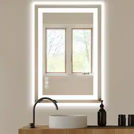 PexFix - Anti-Fog Bathroom Mirror with Dual Light Sources, 3 Color Temperatures & Dimmable LED - White