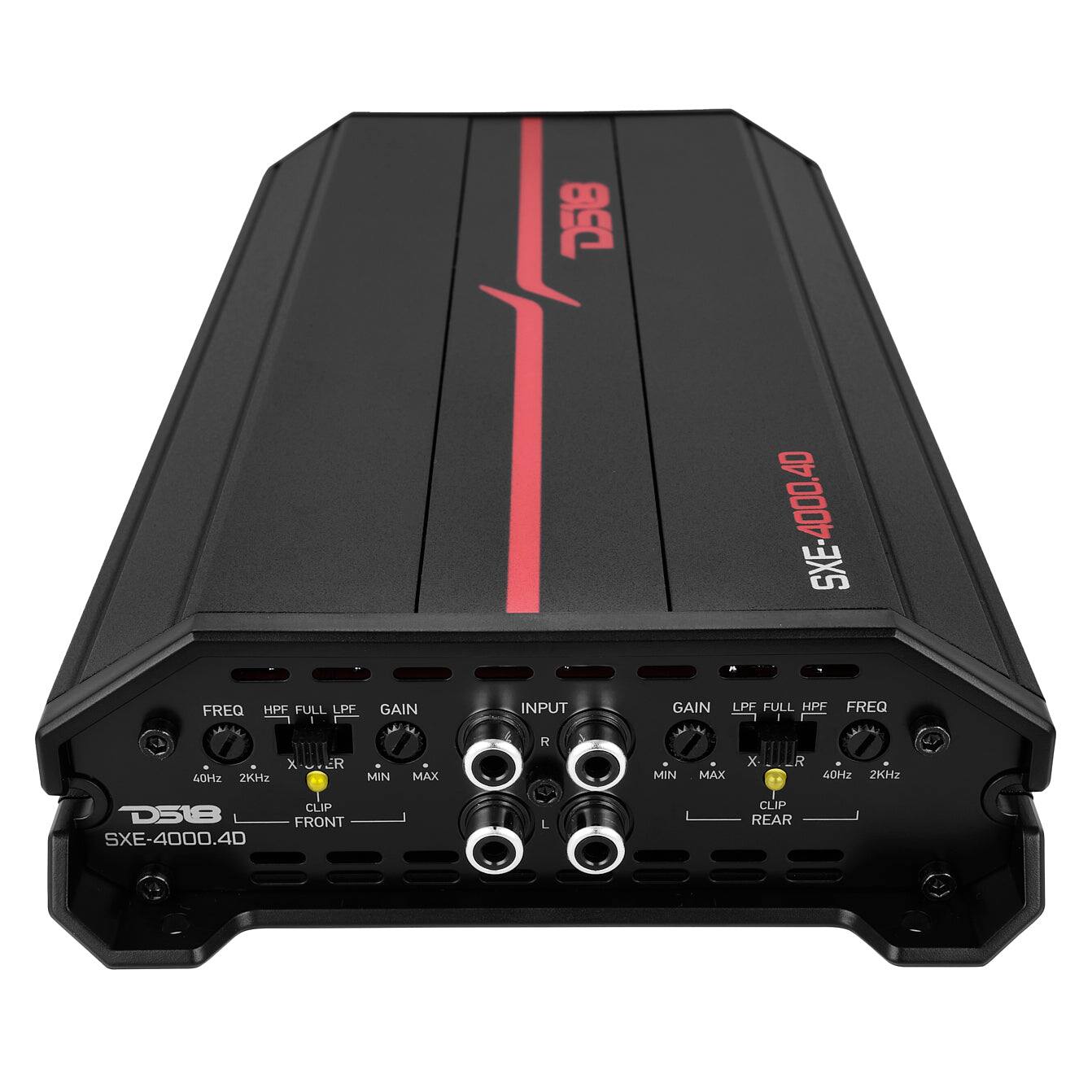 FREQ HPF FULL LPF GAIN X-OVER 40Hz 2KHz MIN MAX  
D518 INPUT R  
SXE-4000.4D GAIN LPF FULL HPF FREQ X- R MIN MAX 40Hz 2KHz  
CLIP D518 FRONT SXE-4000.4D  
CLIP REAR