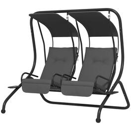 Resenkos - 2-Seater Swing With Canopy, Patio Garden Swing, Poolside Relaxation, Backyard Seating, Gray