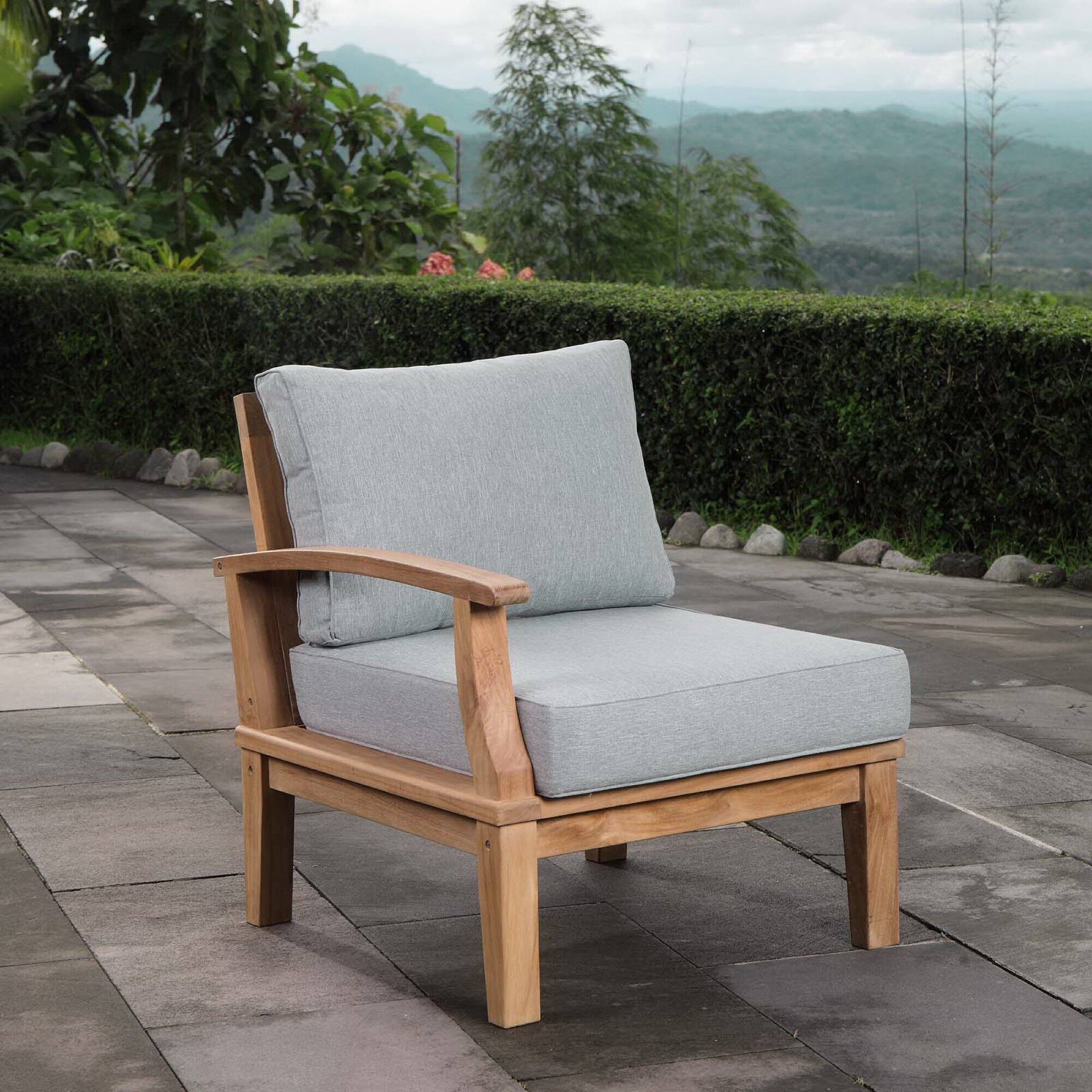 Marina Outdoor Patio Teak Left-Facing Sofa by Modway - Natural Gray