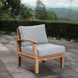 Marina Outdoor Patio Teak Left-Facing Sofa by Modway - Natural Gray