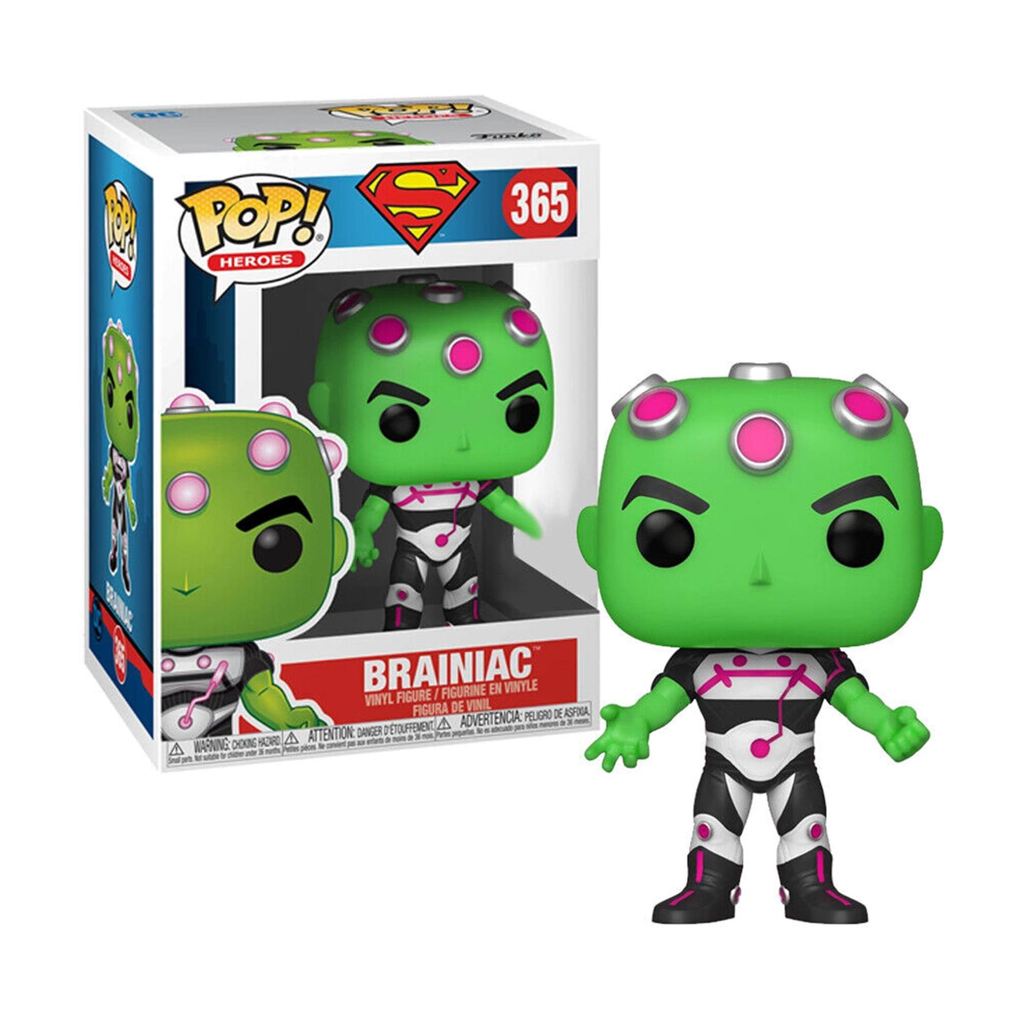 Sure, here is the corrected and grouped text from the image:

---

**POP! Heroes**

**365**

**BRAINIAK**

**VINYL FIGURE / FIGURINE EN VINYLE / FIGURA DE VINIL / FIGURA DE VINIL**

**WARNING: CHOKING HAZARD - SMALL PARTS. NOT FOR CHILDREN UNDER 3 YEARS.**

**ATTENTION: DANGER DE SOUFFLENEMENT - ADVERTENCIA: PELIGRO DE SOFOLENIENTE - ADVERTENCIA: PELIGRO DE SOFOLENIENTE**

**C**  
**VINYL**

**BRAINIAK - THE PELIGRO DE ASHRA**

---