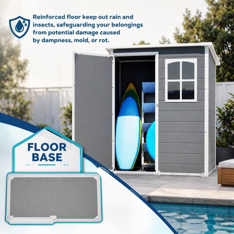 Reinforced floor keeps out rain and insects, safeguarding your belongings from potential damage caused by dampness, mold, or rot.

FLOOR BASE