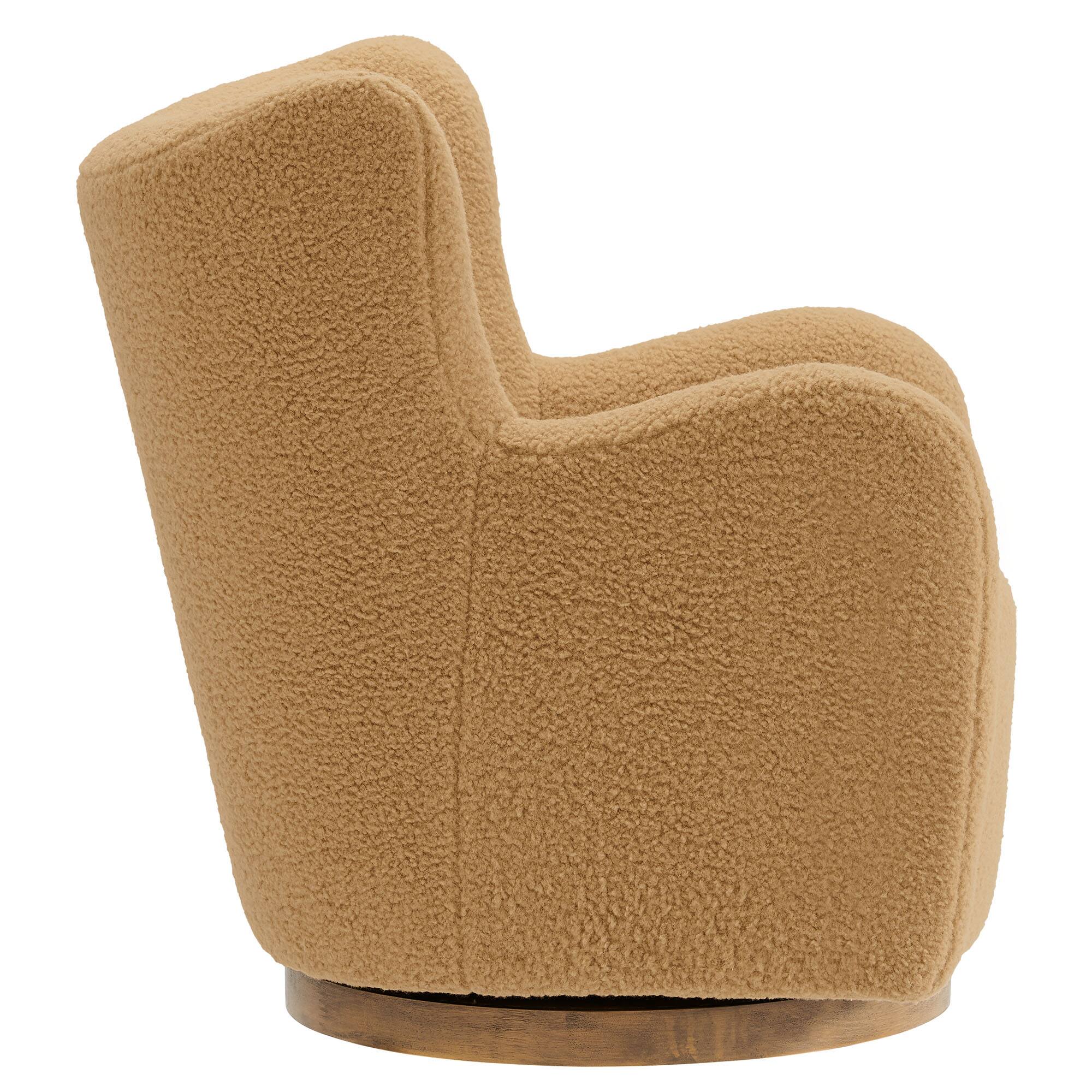Alt View 2. Modway - Montrose Wingback Sherpa Swivel Accent Chair by Modway - Camel Walnut.