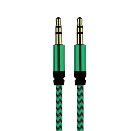 Front. Home Collection - 2pcs Green 3.5mm AUX Stereo Audio Cable – Male to Male Jack Cord.