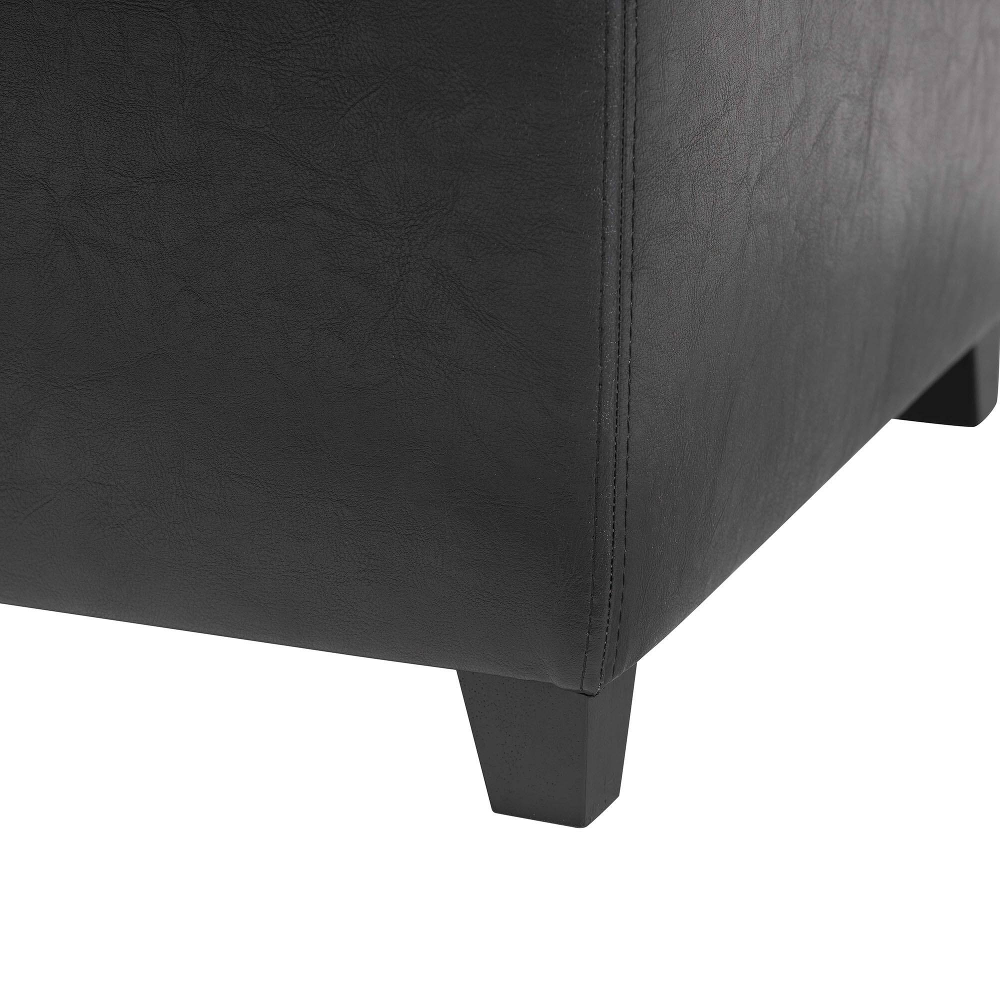 Alt View 1. Baxton Studio - Full Leather Small Storage Cube Ottoman - Black.