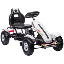 BreeBe - Kids Pedal Go-Kart, Outdoor Ride On with Adjustable Seat, Handbrake, Sharp Handling & 4 Non-Slip Wheels Ages 5-12 - White